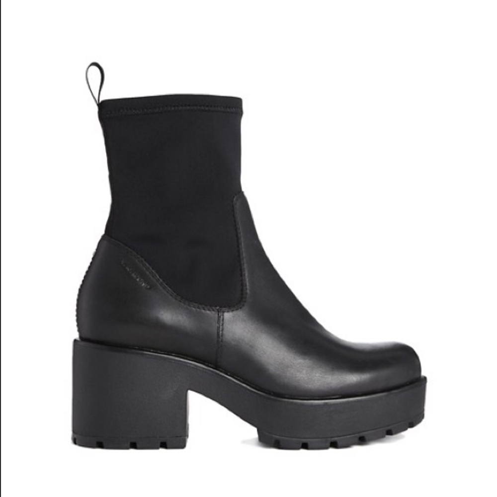 Vagabond Dioon Black Leather Mix Heeled Boots